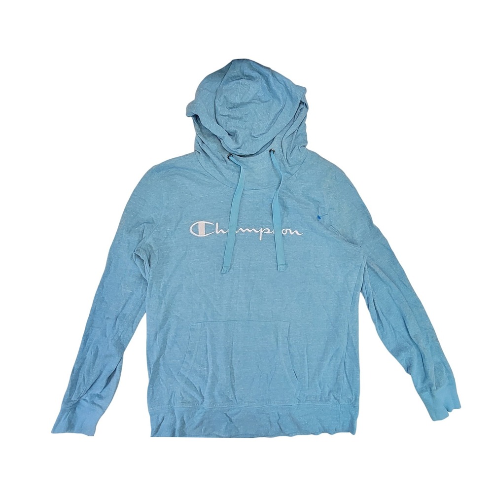 Champion Women's‎ Light Blue Logo Hoodie Sweatshirt Size Medium